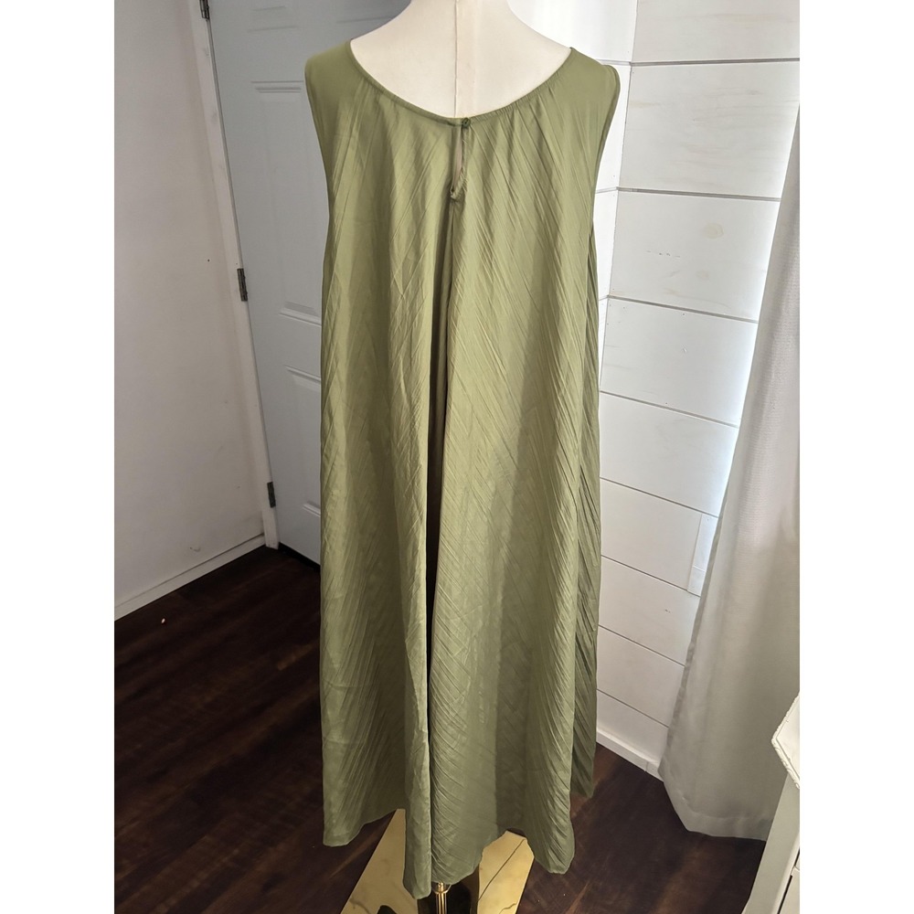 Soft Surroundings Dress Womens 2X Green V Neck Sleeveless Maxi Trapeze Swing - Picture 2 of 7
